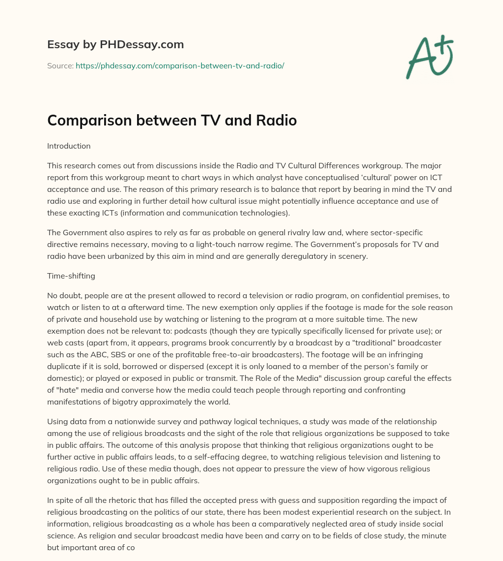 television and radio compare and contrast essay