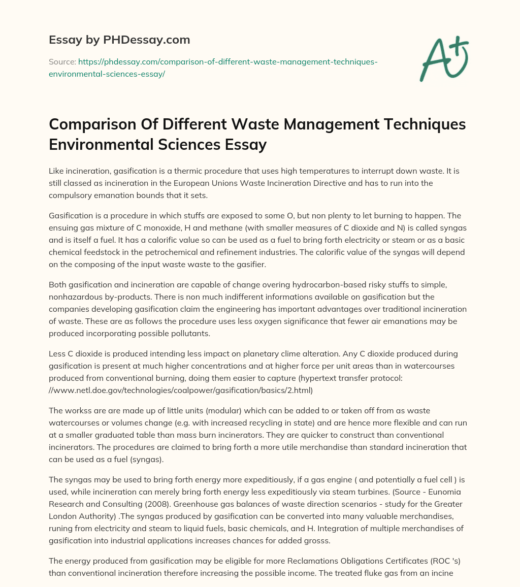 essay on waste management techniques