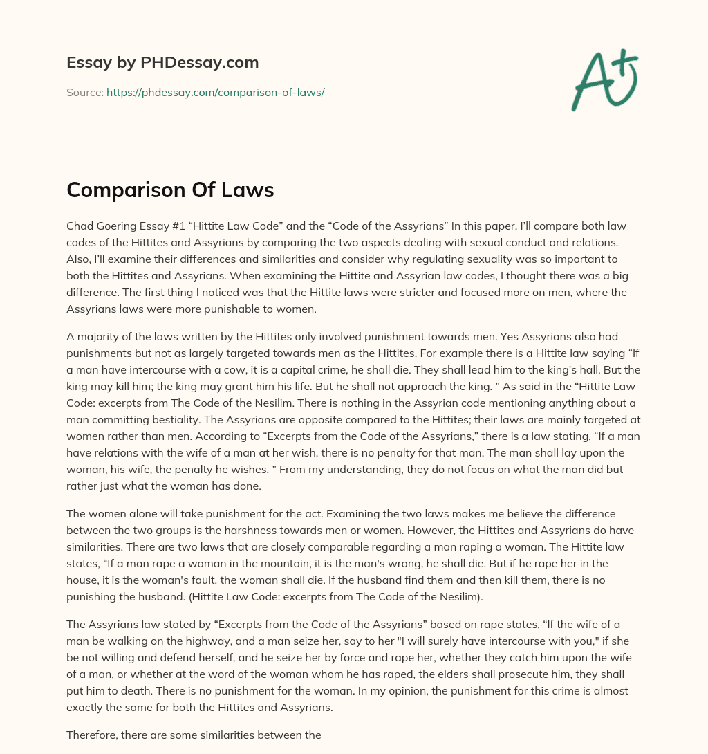 Comparison Of Laws essay