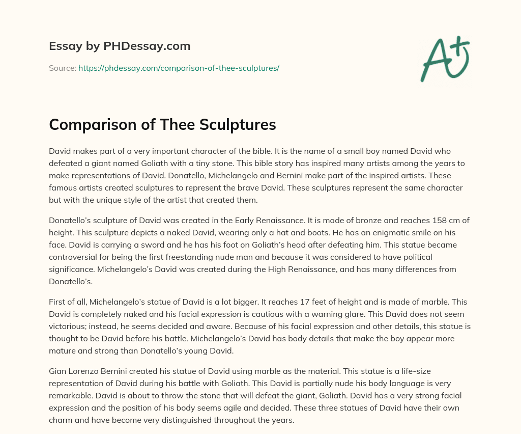 Comparison of Thee Sculptures essay