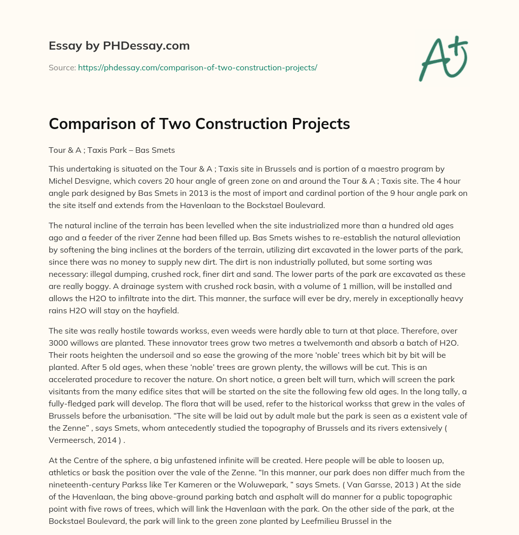 Comparison of Two Construction Projects essay
