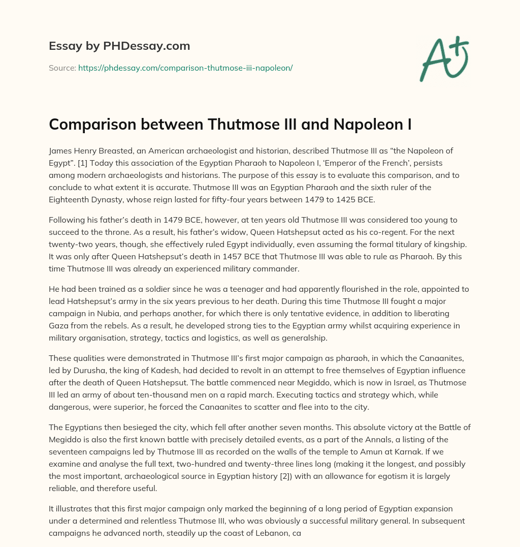 Comparison between Thutmose III and Napoleon I essay