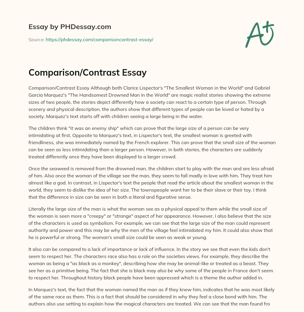 Comparison/Contrast Essay essay