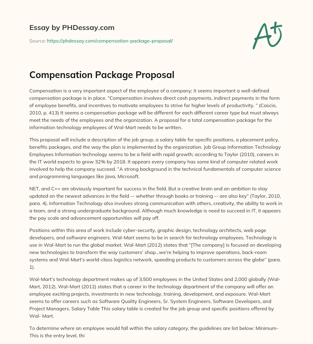 Compensation Package Proposal essay