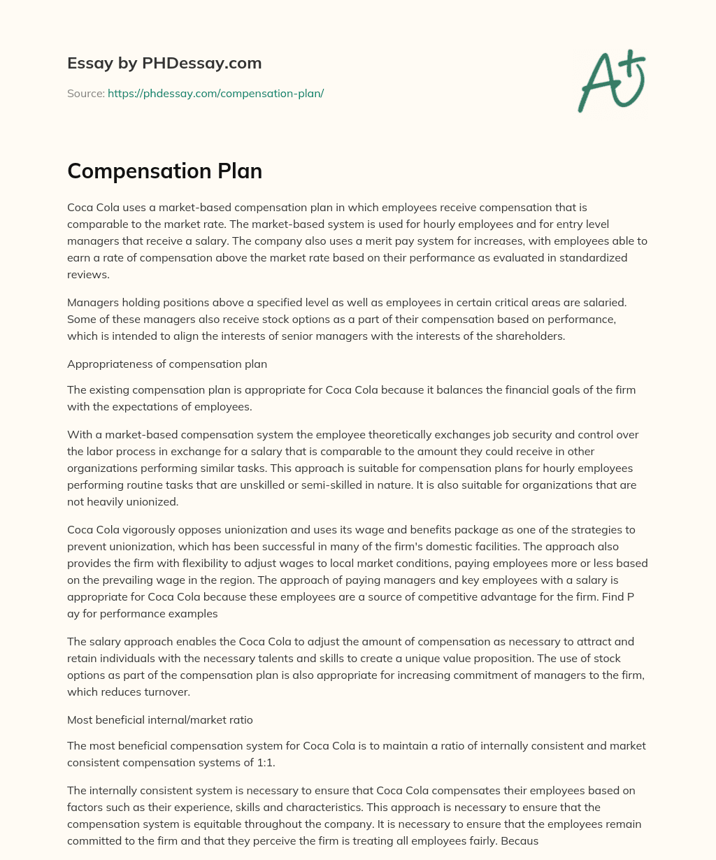 Compensation Plan essay
