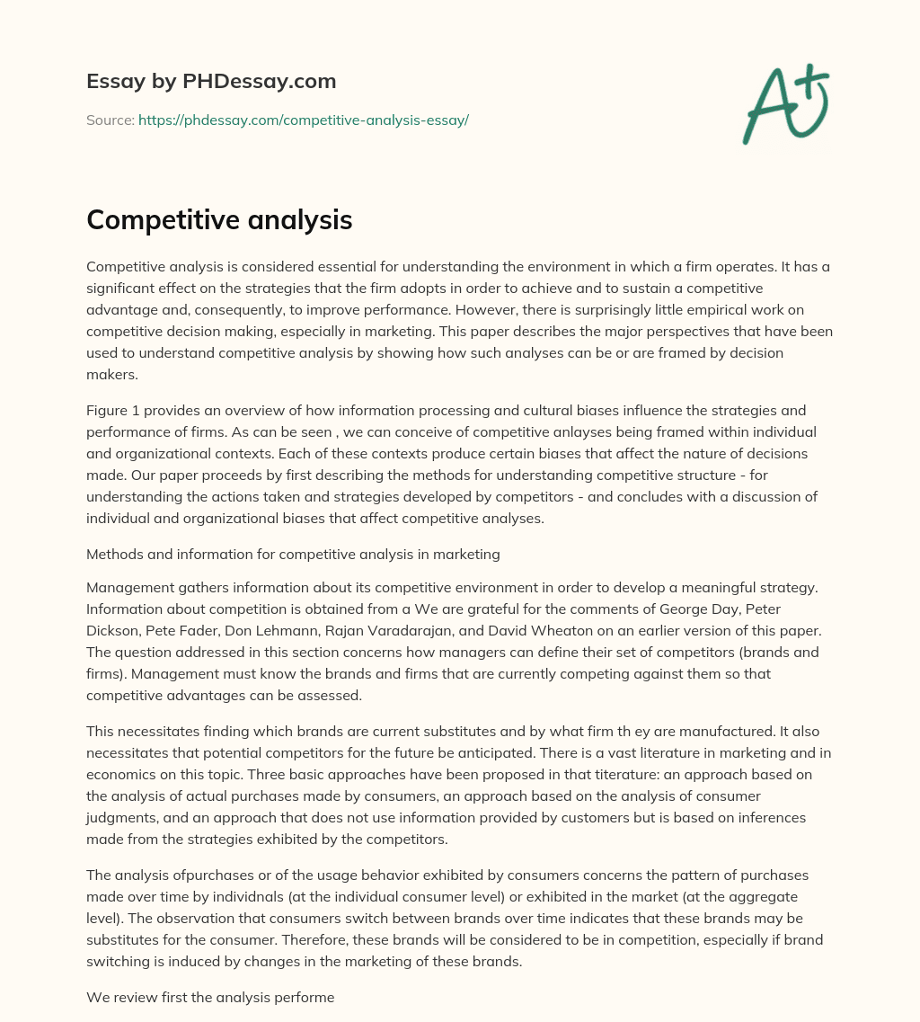 how to write an competitive analysis essay