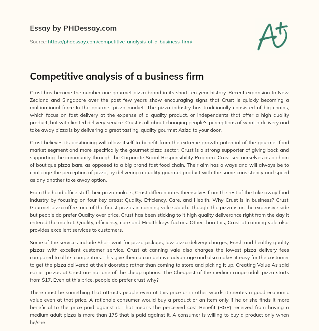 Competitive analysis of a business firm essay
