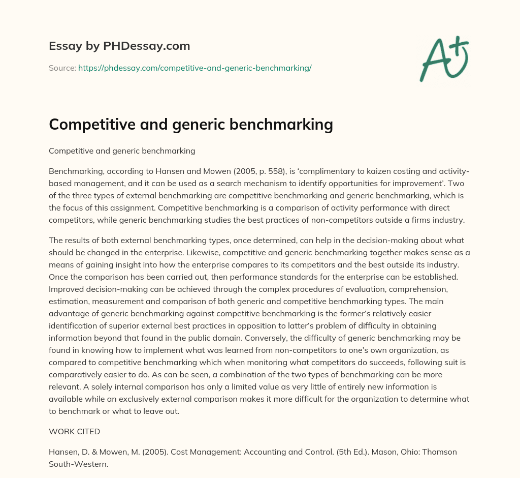 Competitive and generic benchmarking essay