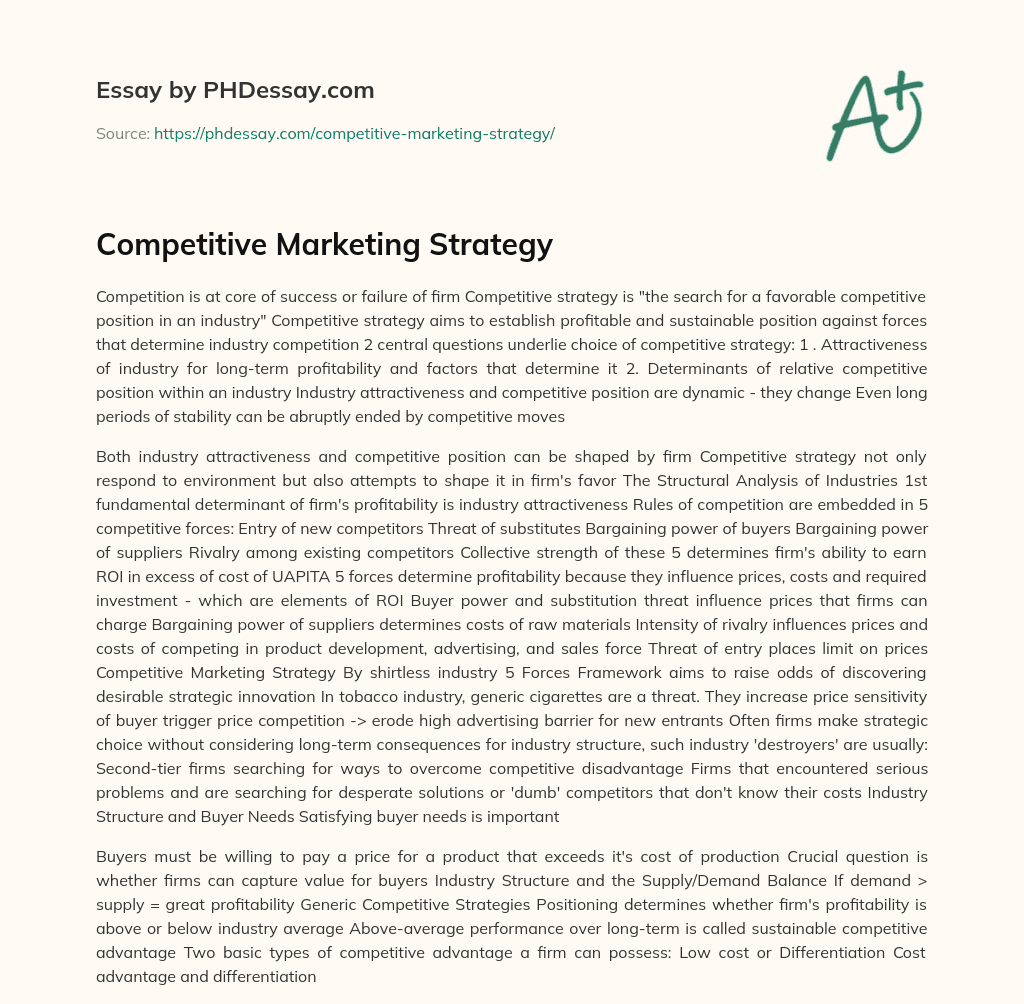 Competitive Marketing Strategy essay
