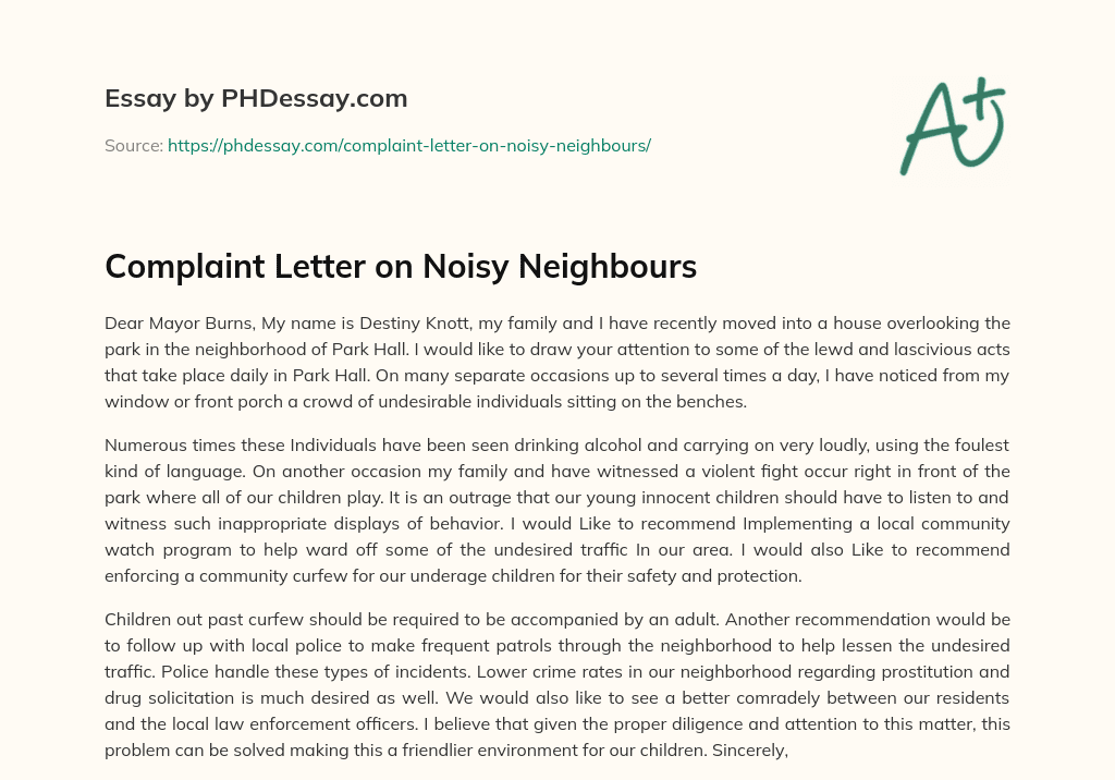 noisy neighbours essay