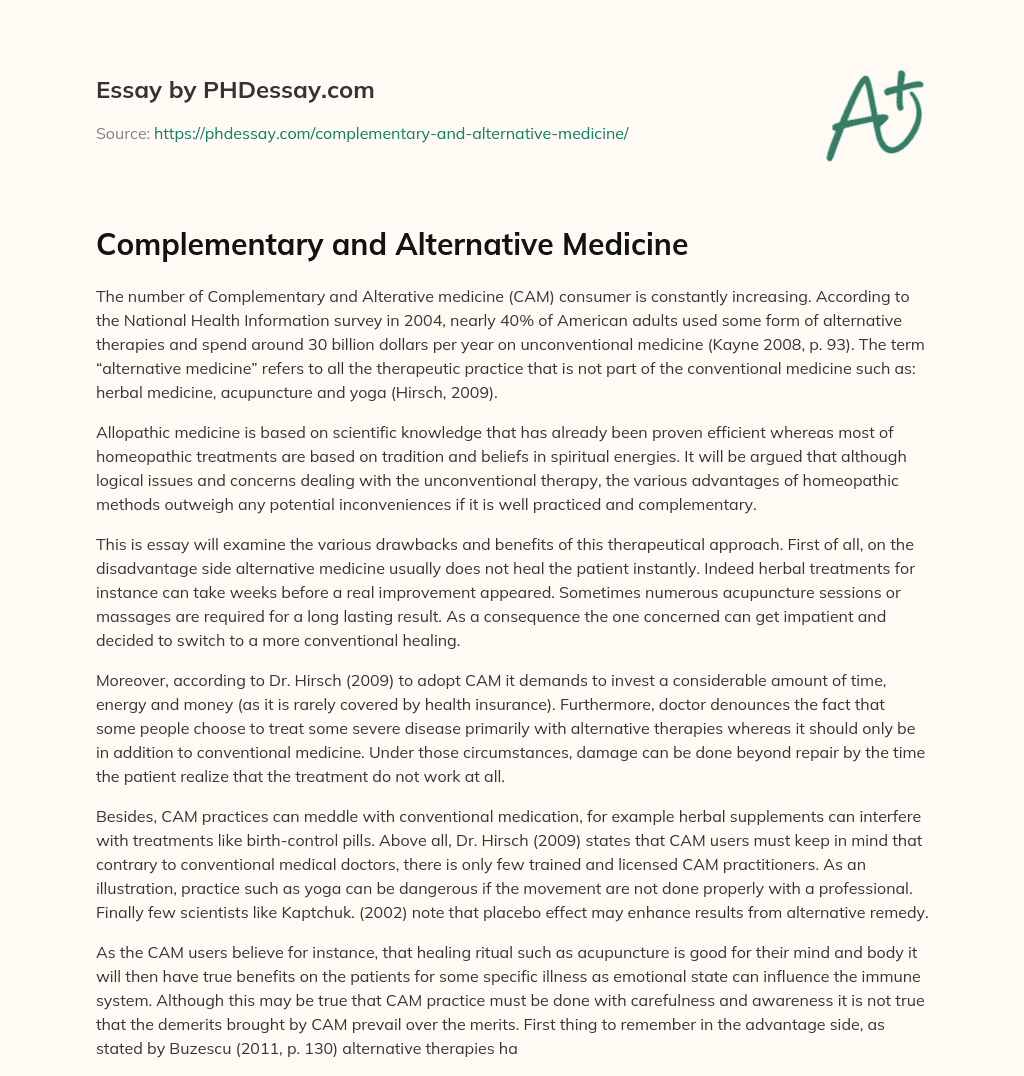 Complementary and Alternative Medicine