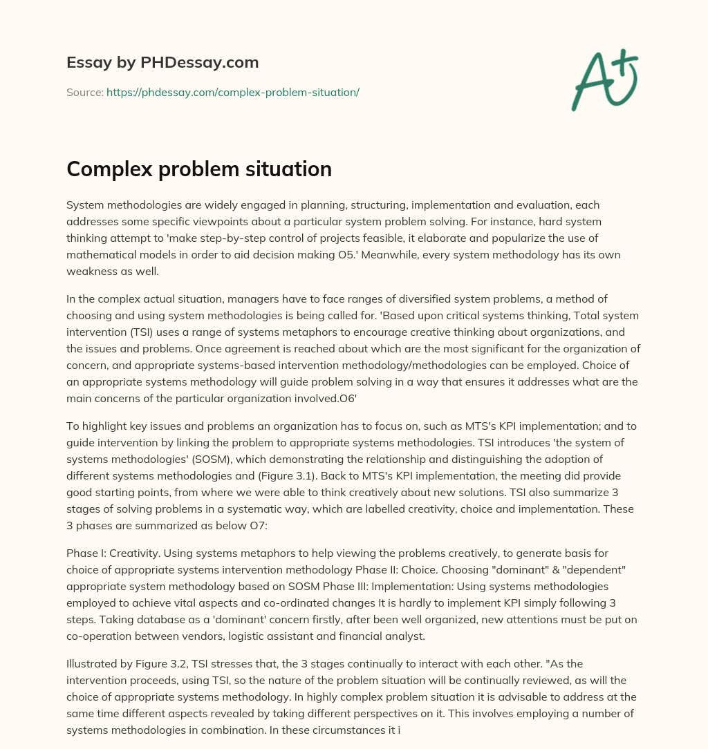 Complex problem situation essay