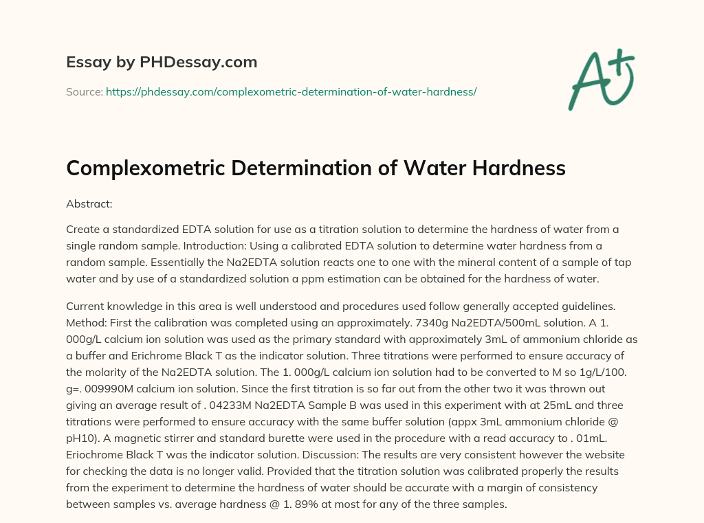 water hardness essay