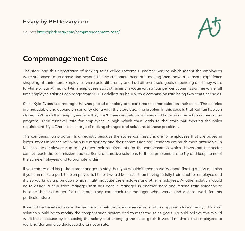 Compmanagement Case essay