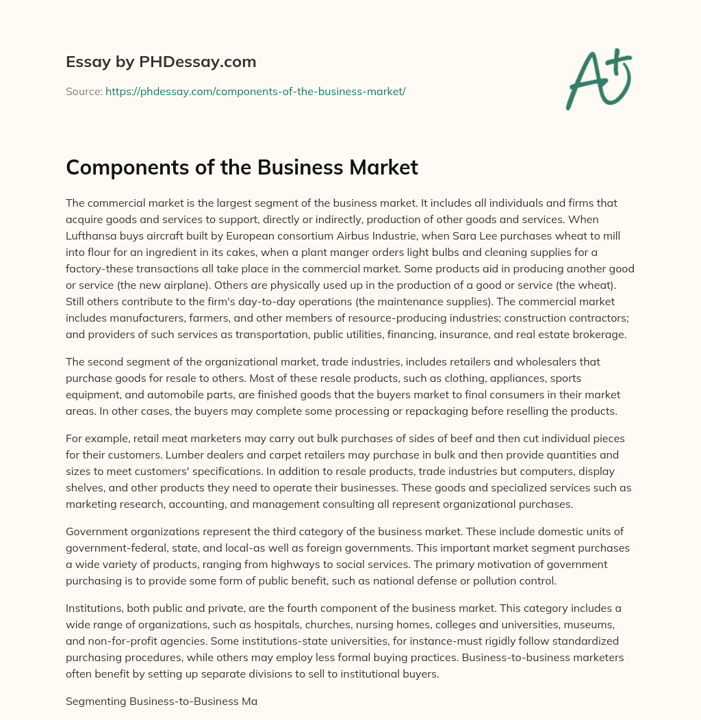 Components of the Business Market essay