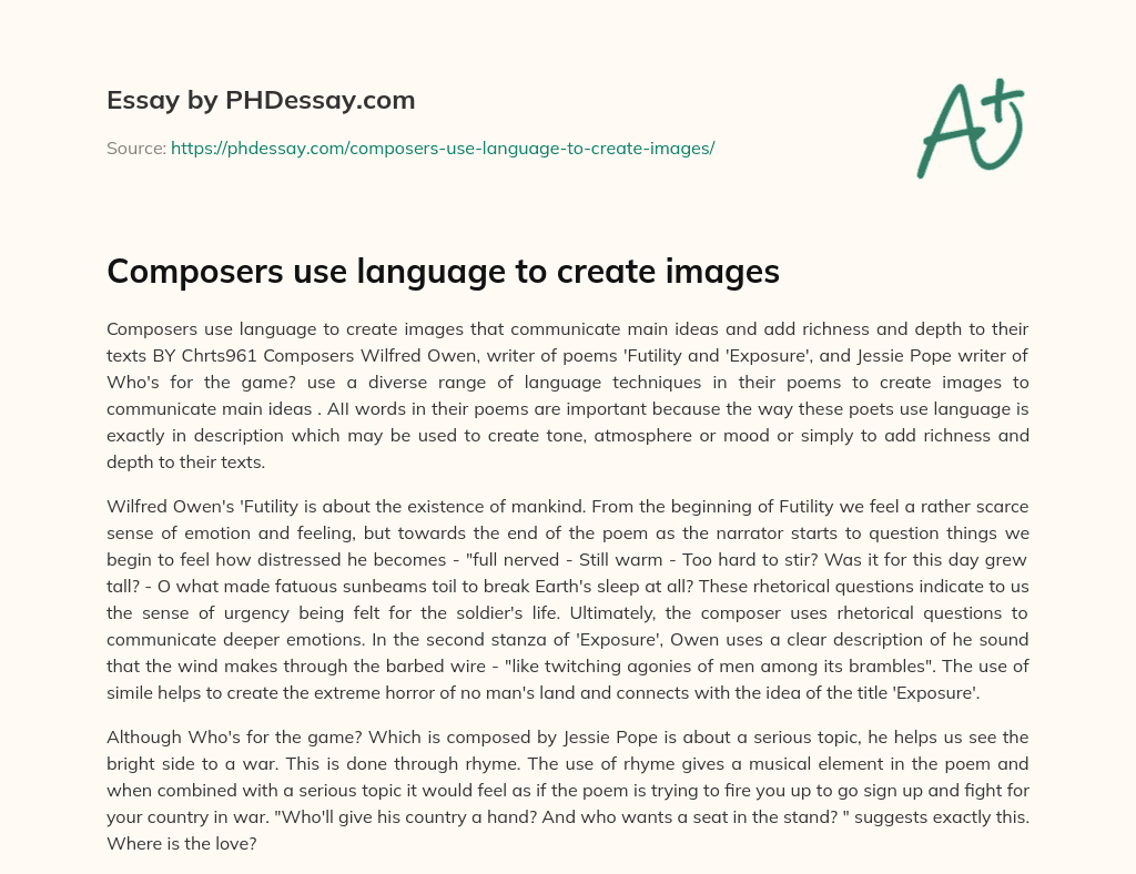 Composers use language to create images essay