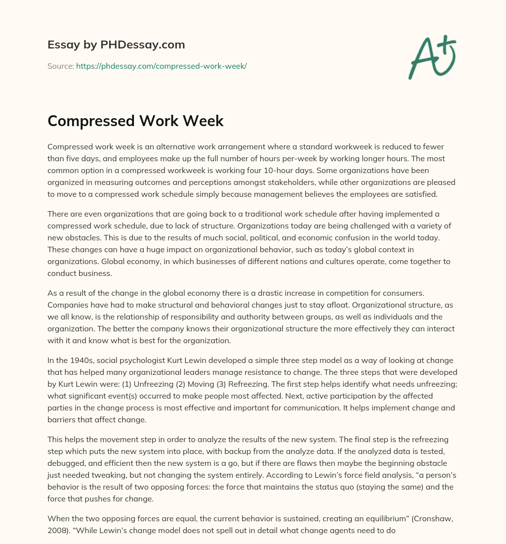 Compressed Work Week essay