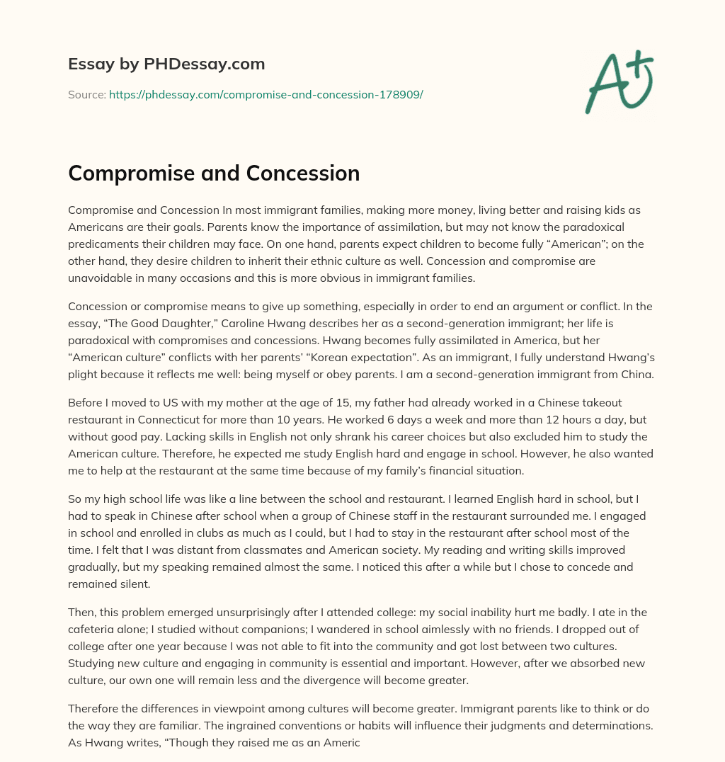 Compromise and Concession essay