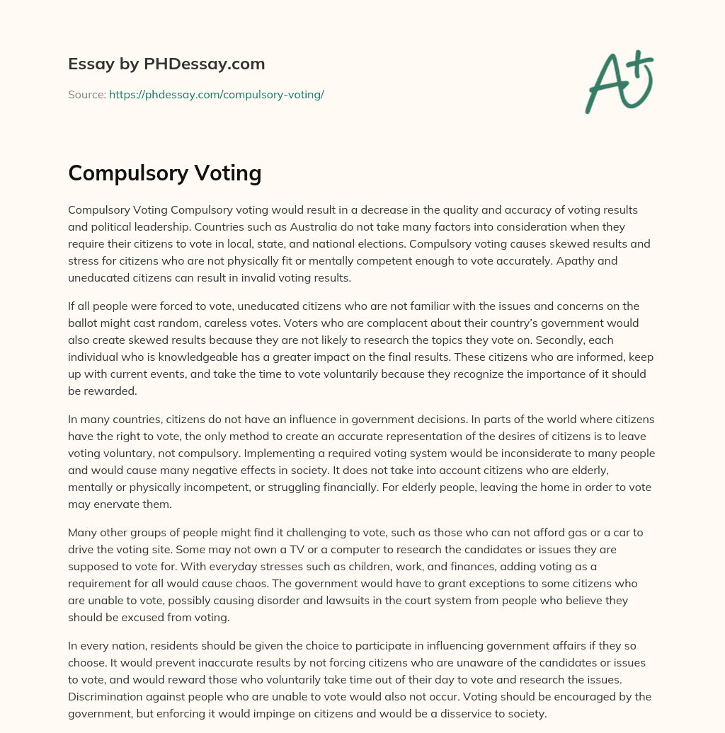 Compulsory Voting essay