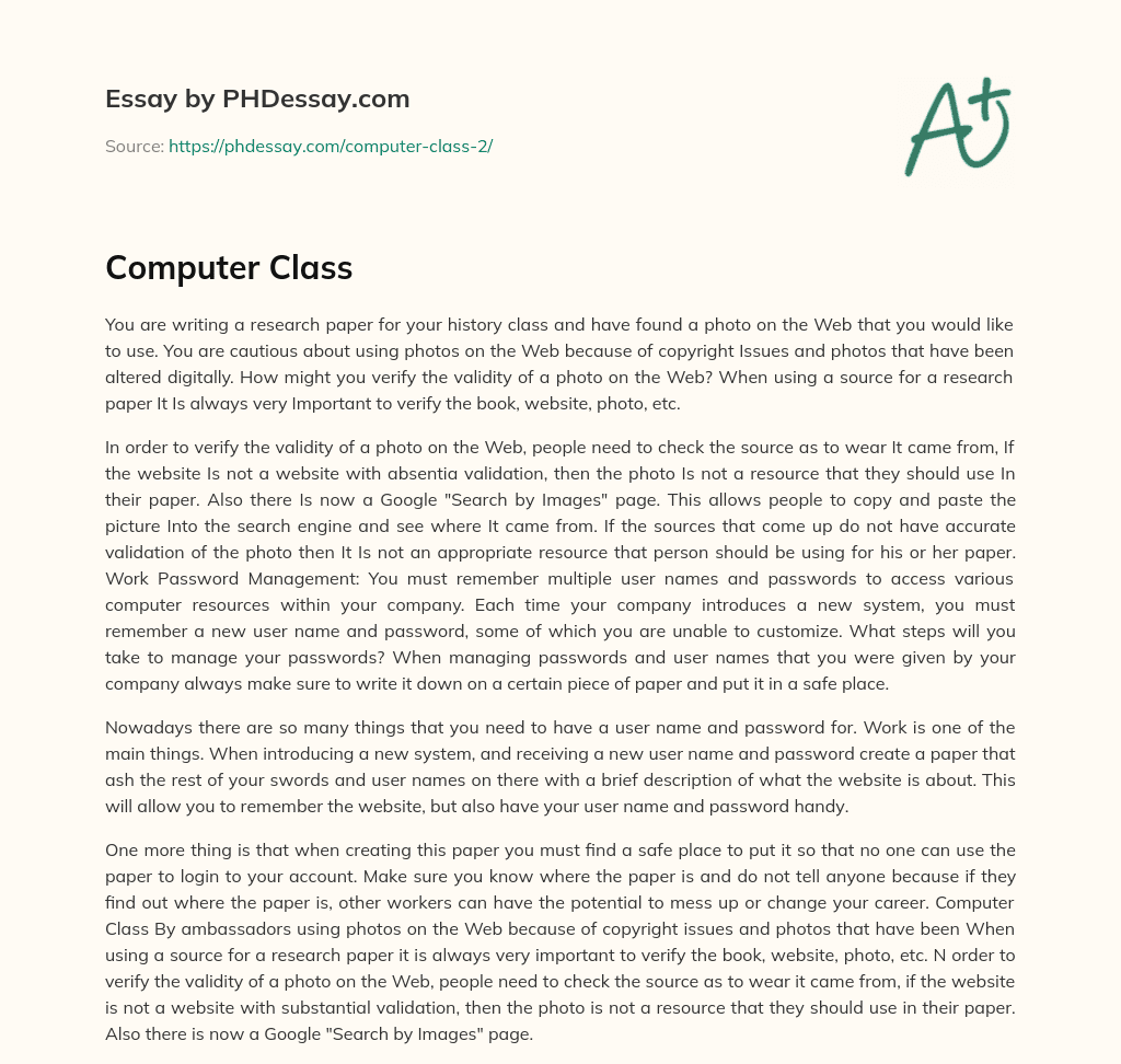 Computer Class essay