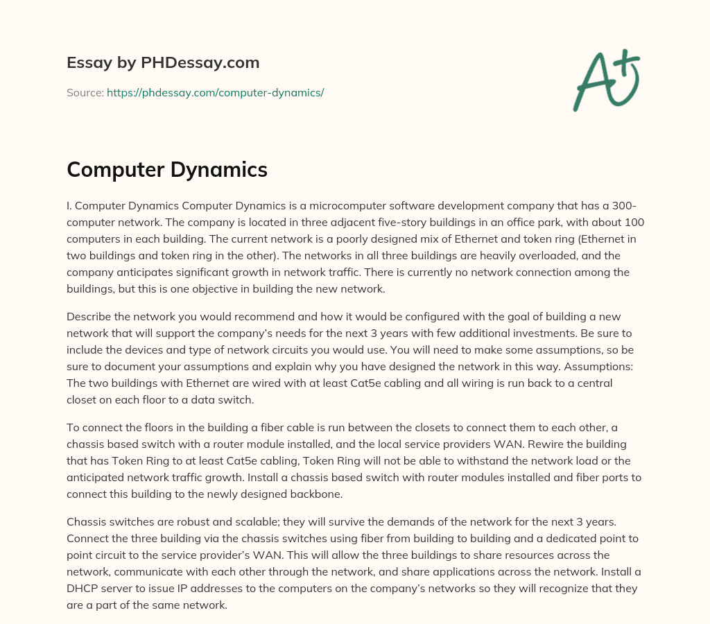 Computer Dynamics essay