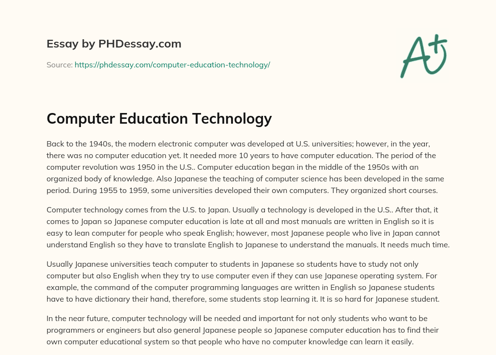 Computer Education Technology essay