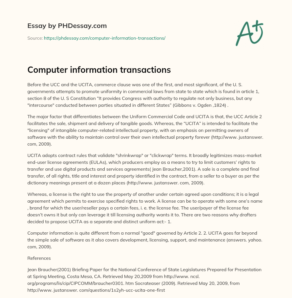 Computer information transactions essay