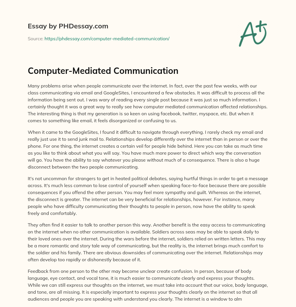 Computer-Mediated Communication essay