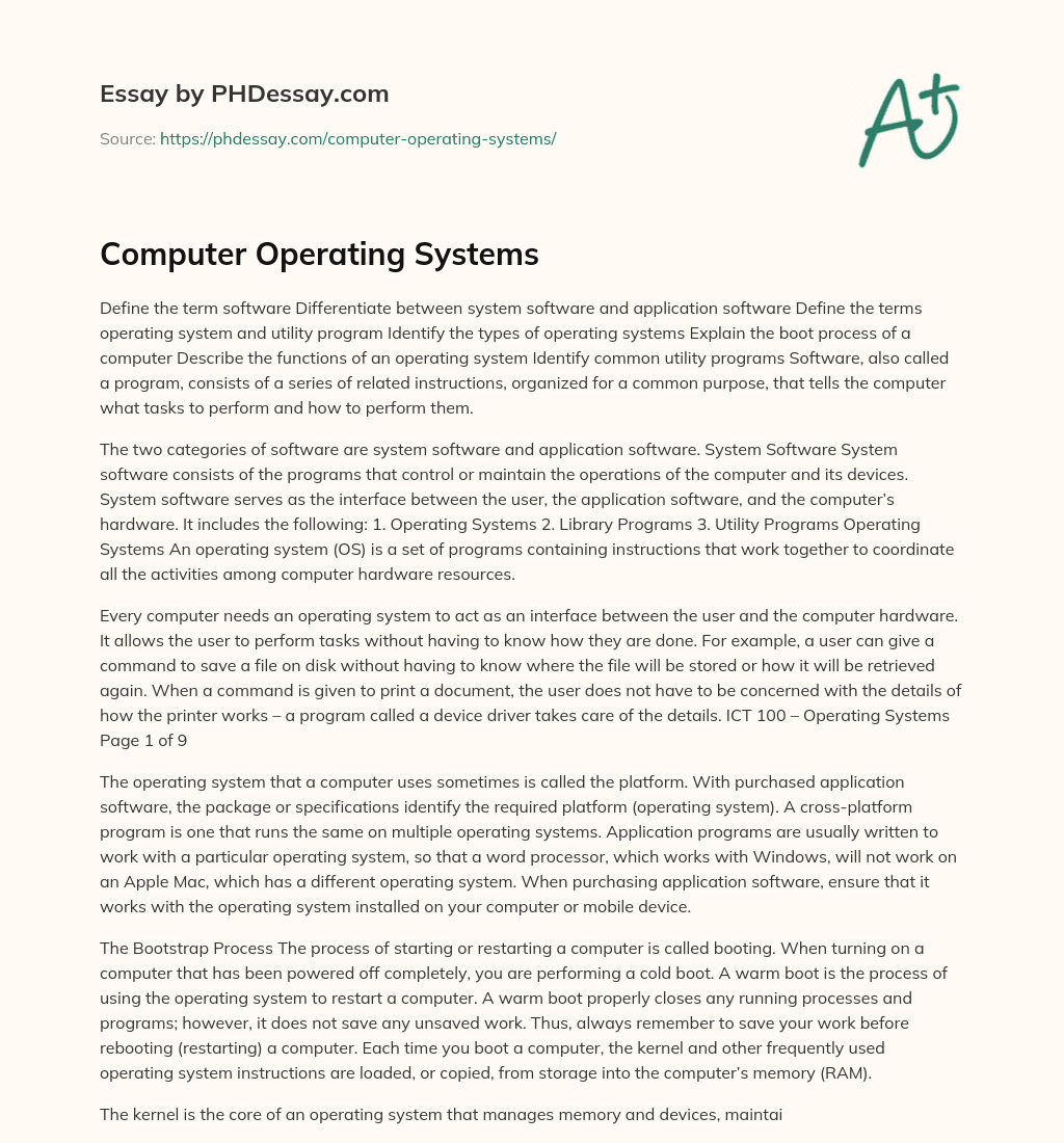 computer operating system essay