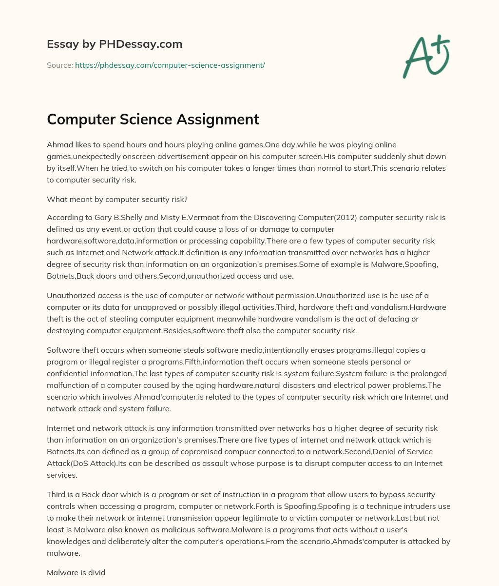 Computer Science Assignment essay