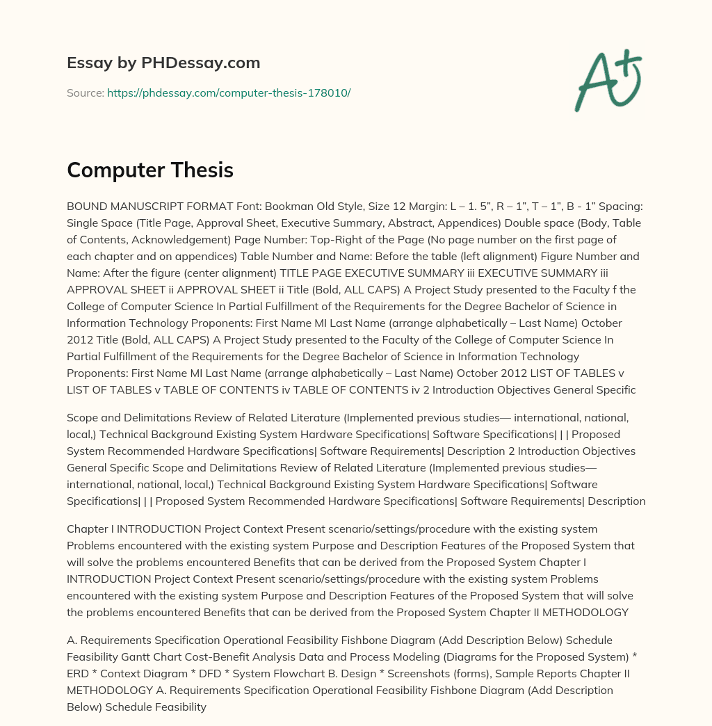 Computer Thesis essay