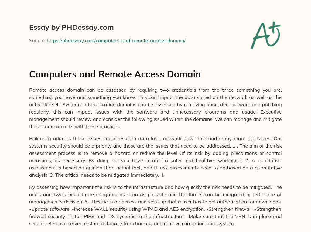 Computers and Remote Access Domain essay