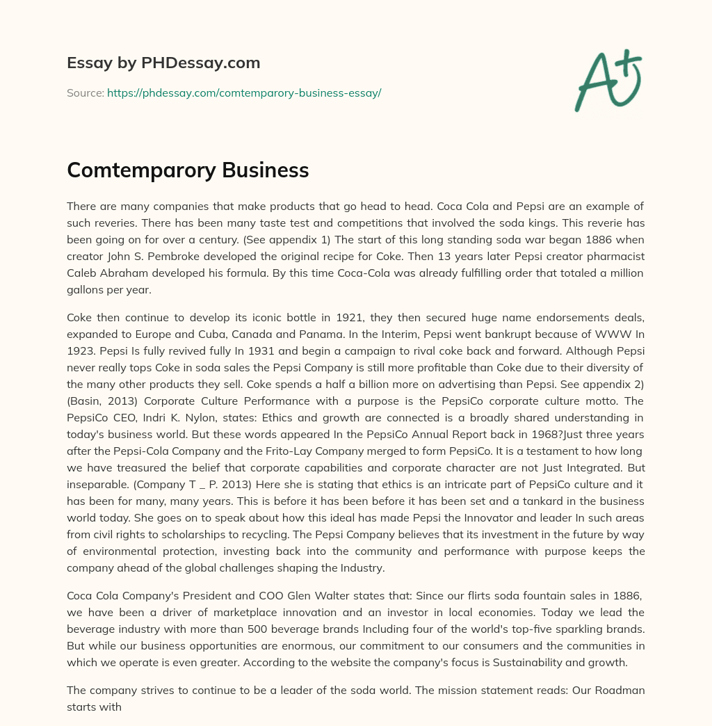 Comtemparory Business essay