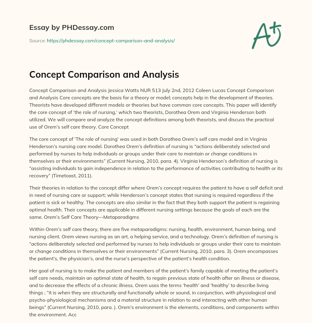 Concept Comparison and Analysis essay