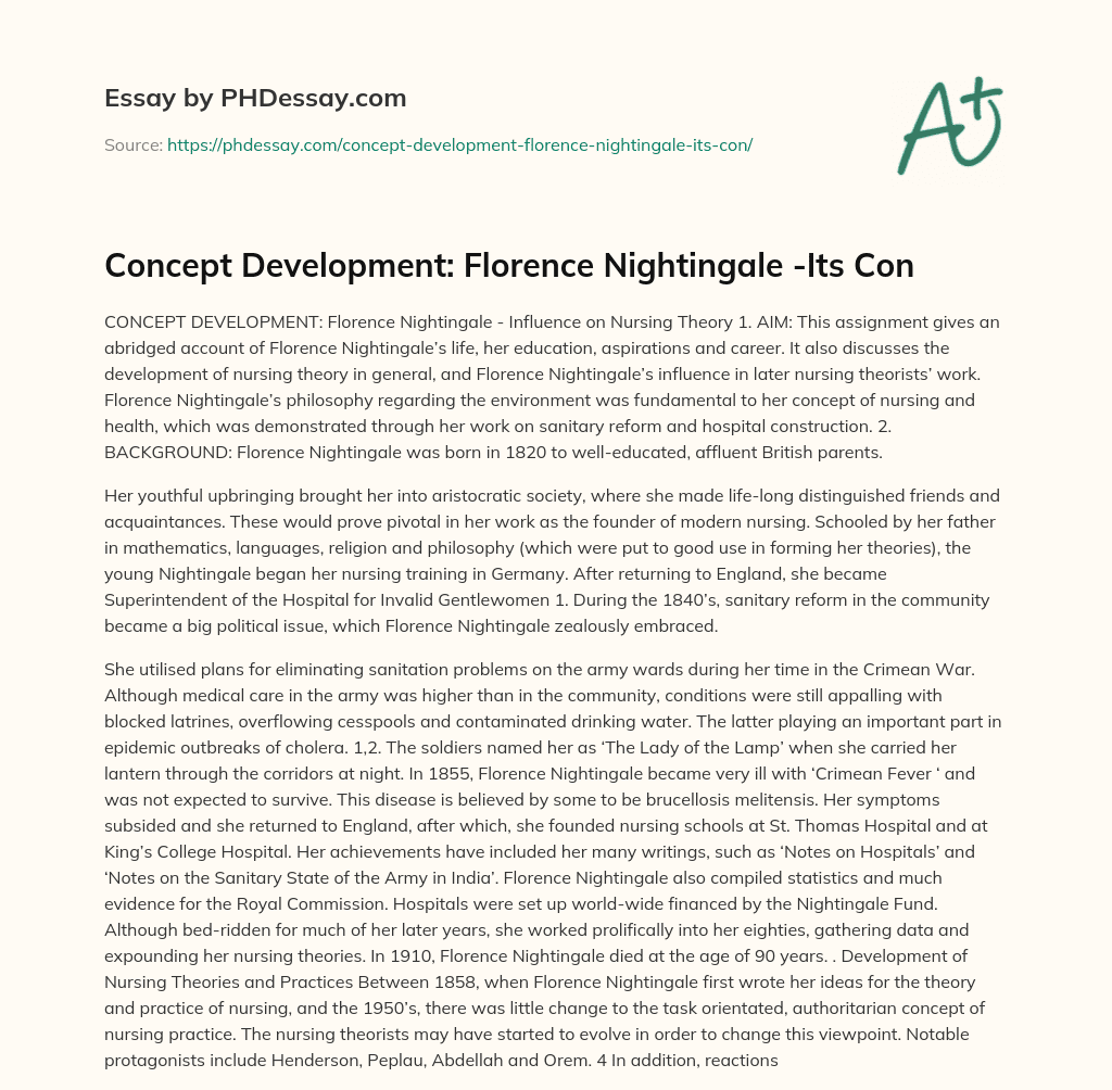 Concept Development: Florence Nightingale -Its Con essay