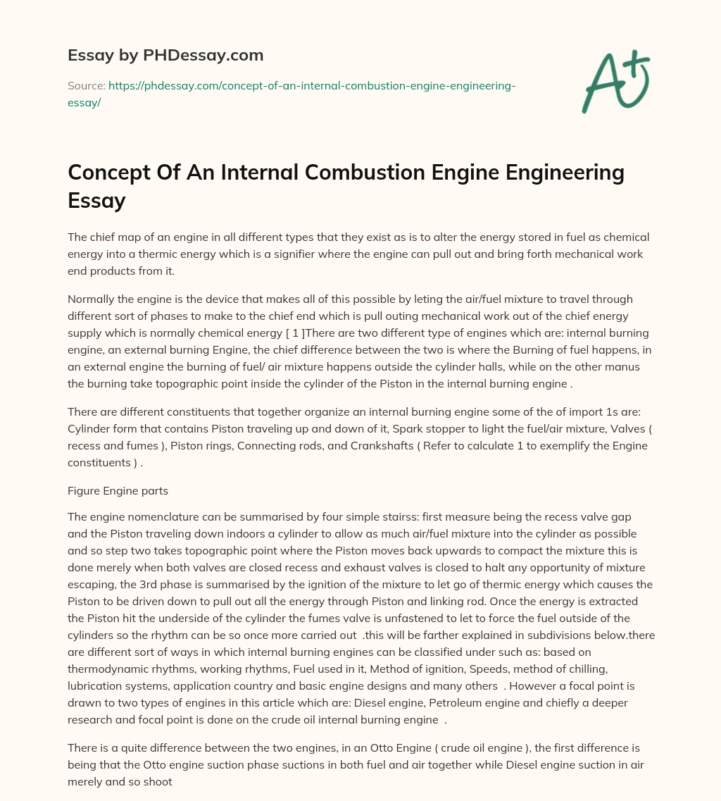 Concept Of An Internal Combustion Engine Engineering Essay