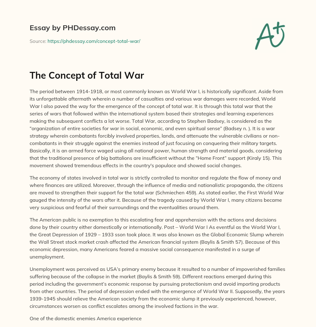 The Concept of Total War essay