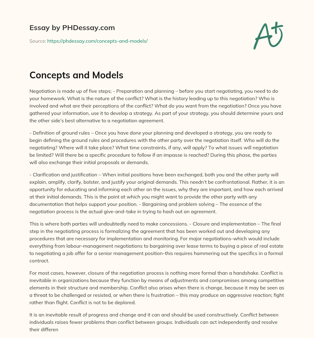 Concepts and Models essay