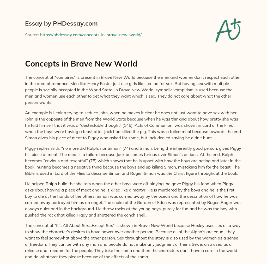 Concepts in Brave New World essay