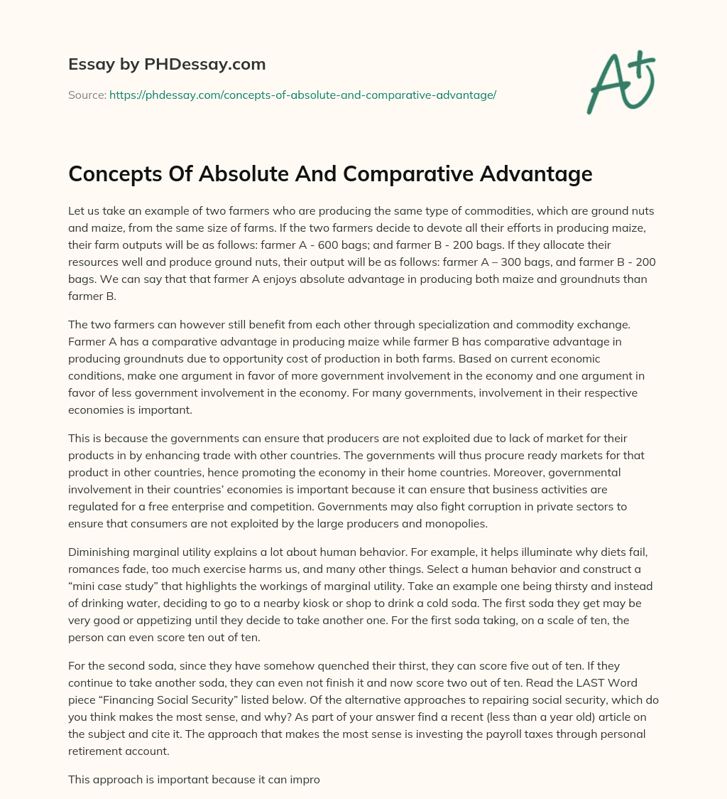 Concepts Of Absolute And Comparative Advantage essay