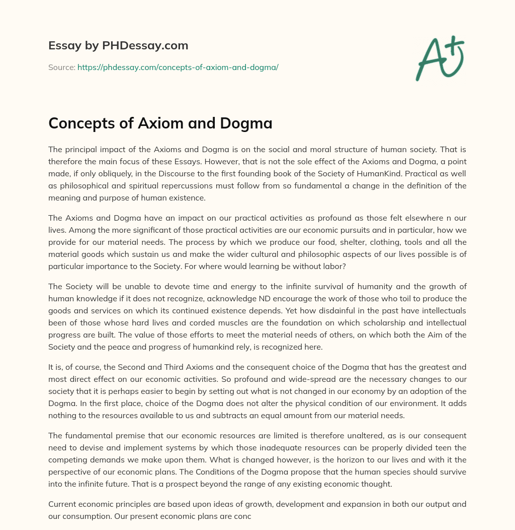 Concepts of Axiom and Dogma essay