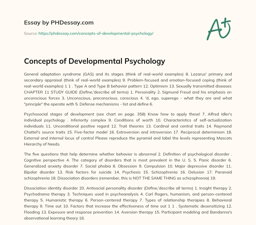 developmental psychology essay topics