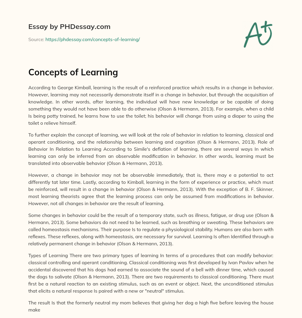 Concepts of Learning essay