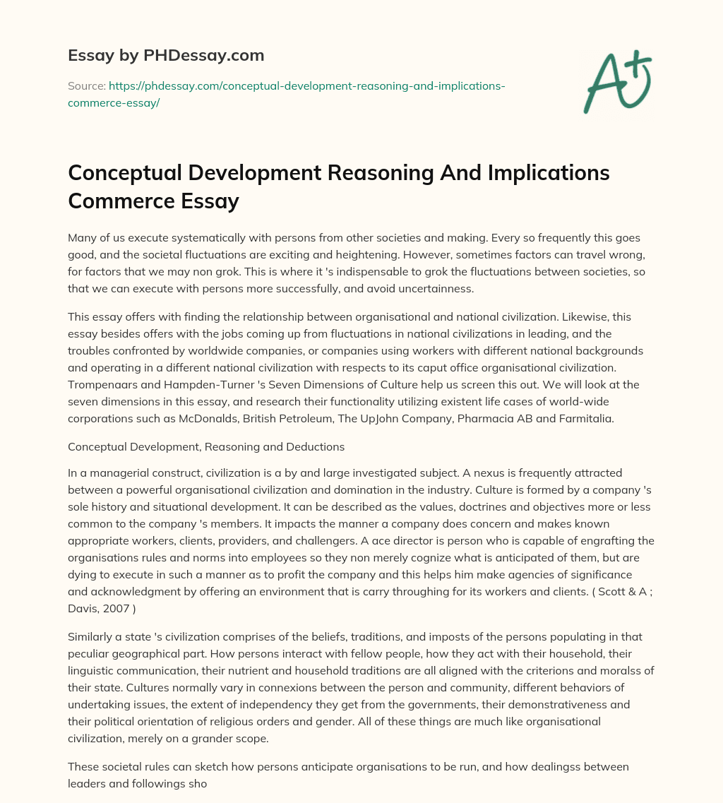 Conceptual Development Reasoning And Implications Commerce Essay essay