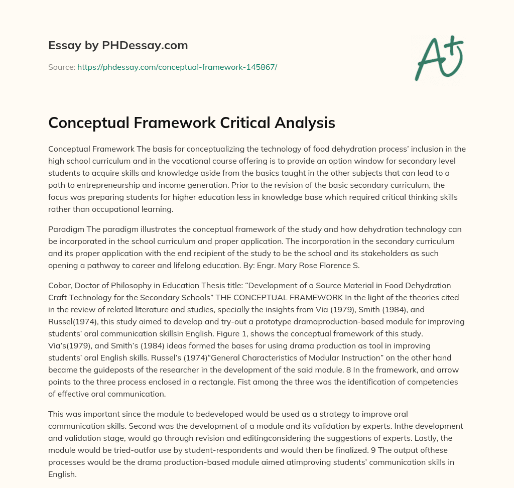 Conceptual Framework Critical Analysis essay