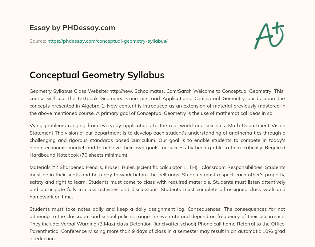 Conceptual Geometry Syllabus essay