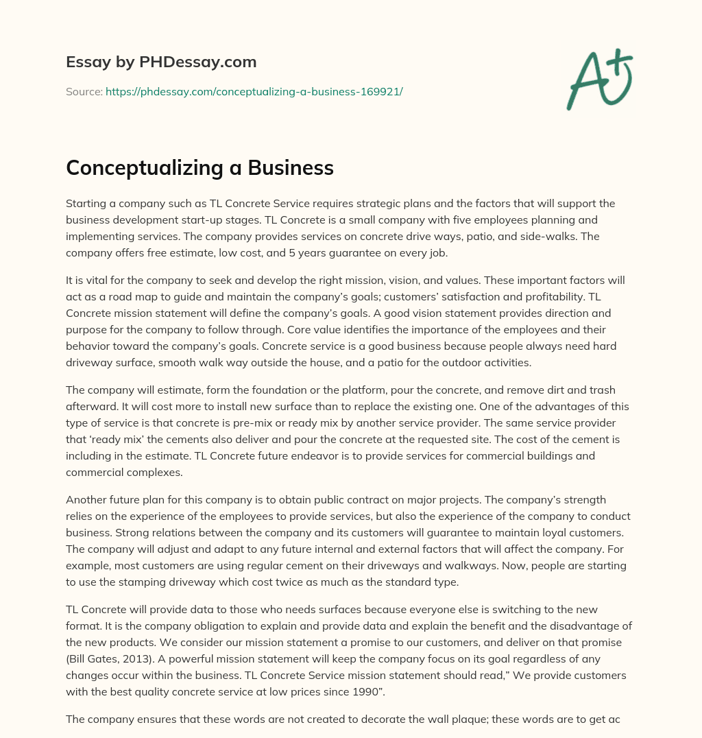 Conceptualizing a Business essay