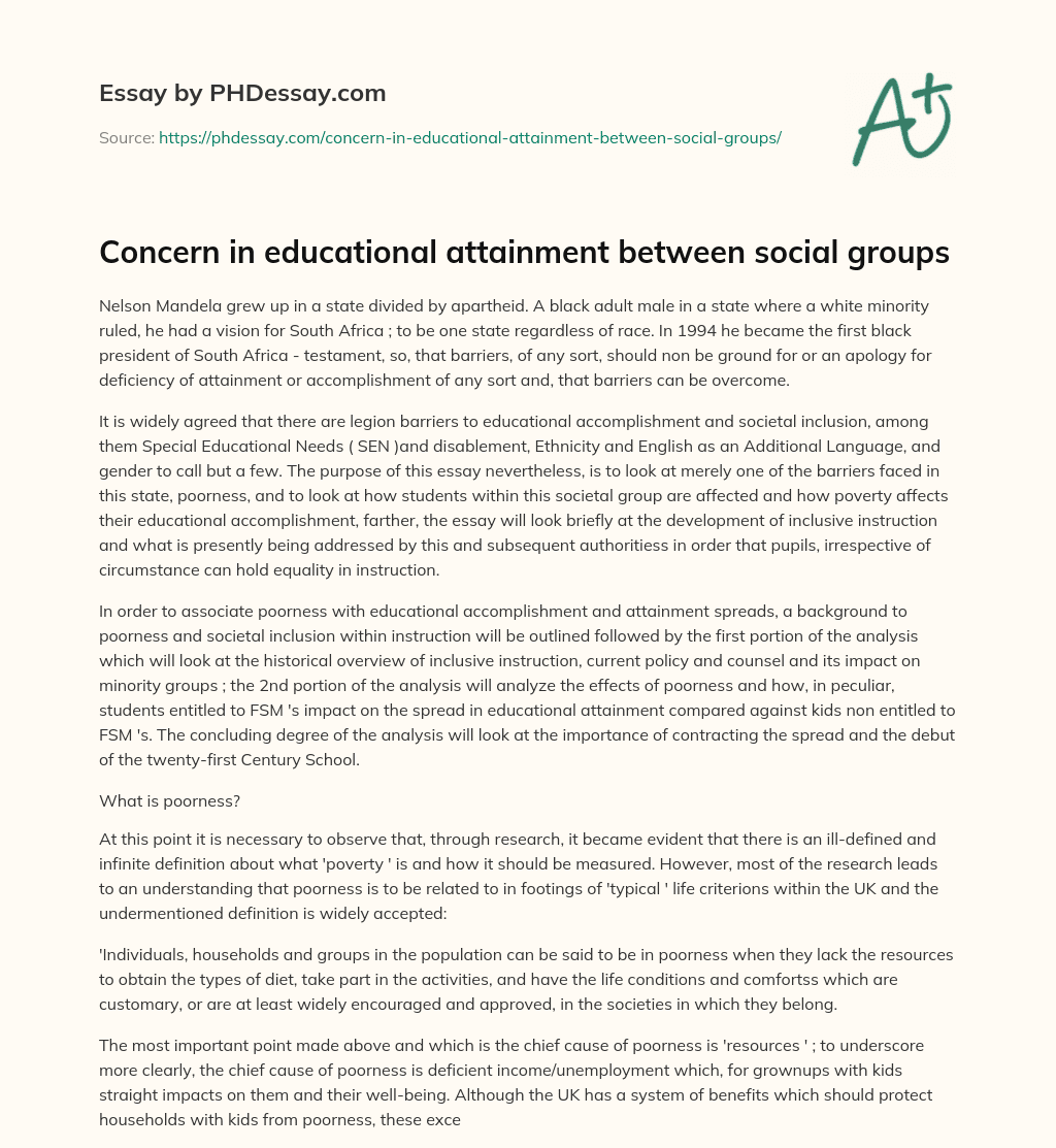 Concern in educational attainment between social groups essay