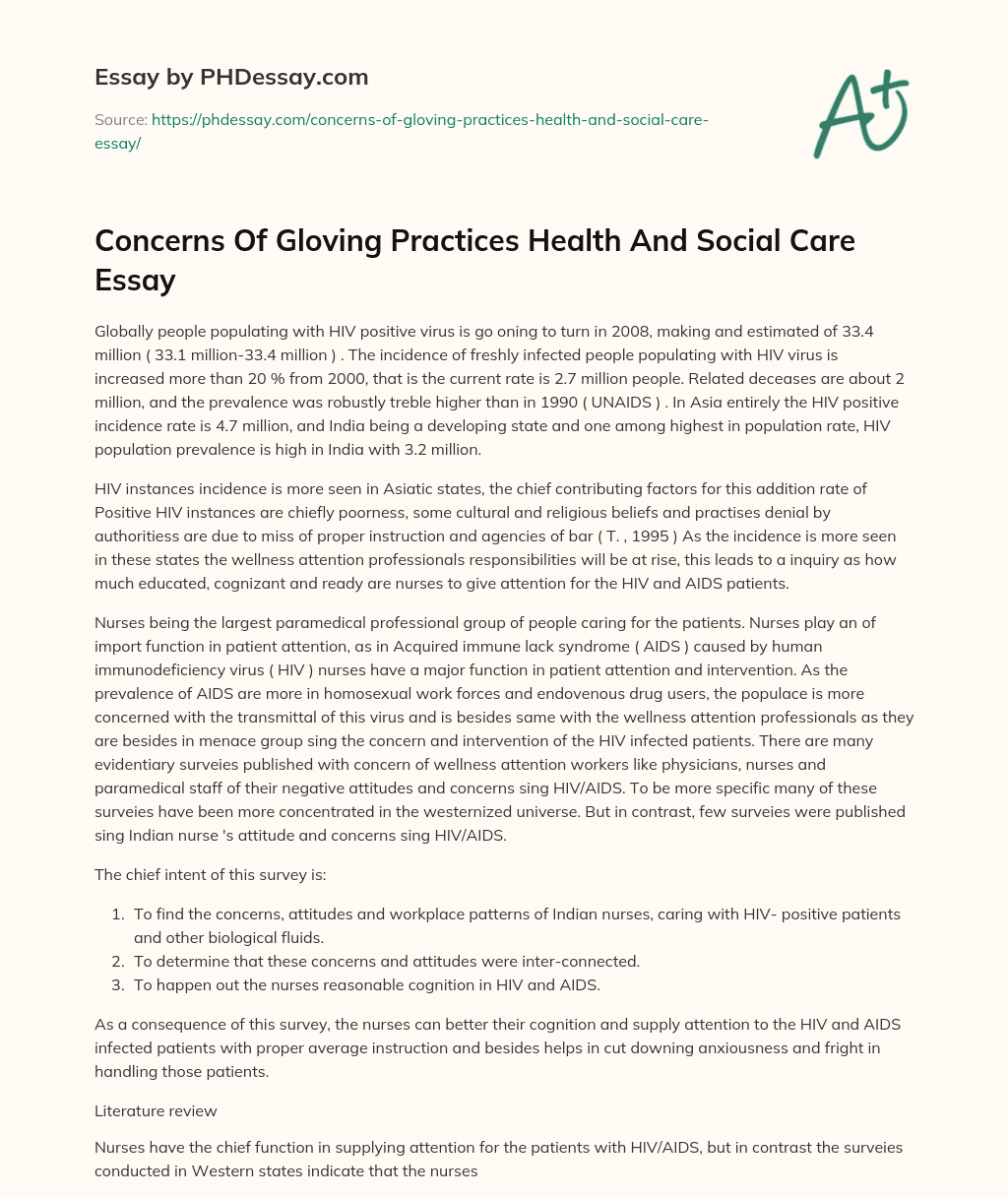 Concerns Of Gloving Practices Health And Social Care Essay essay