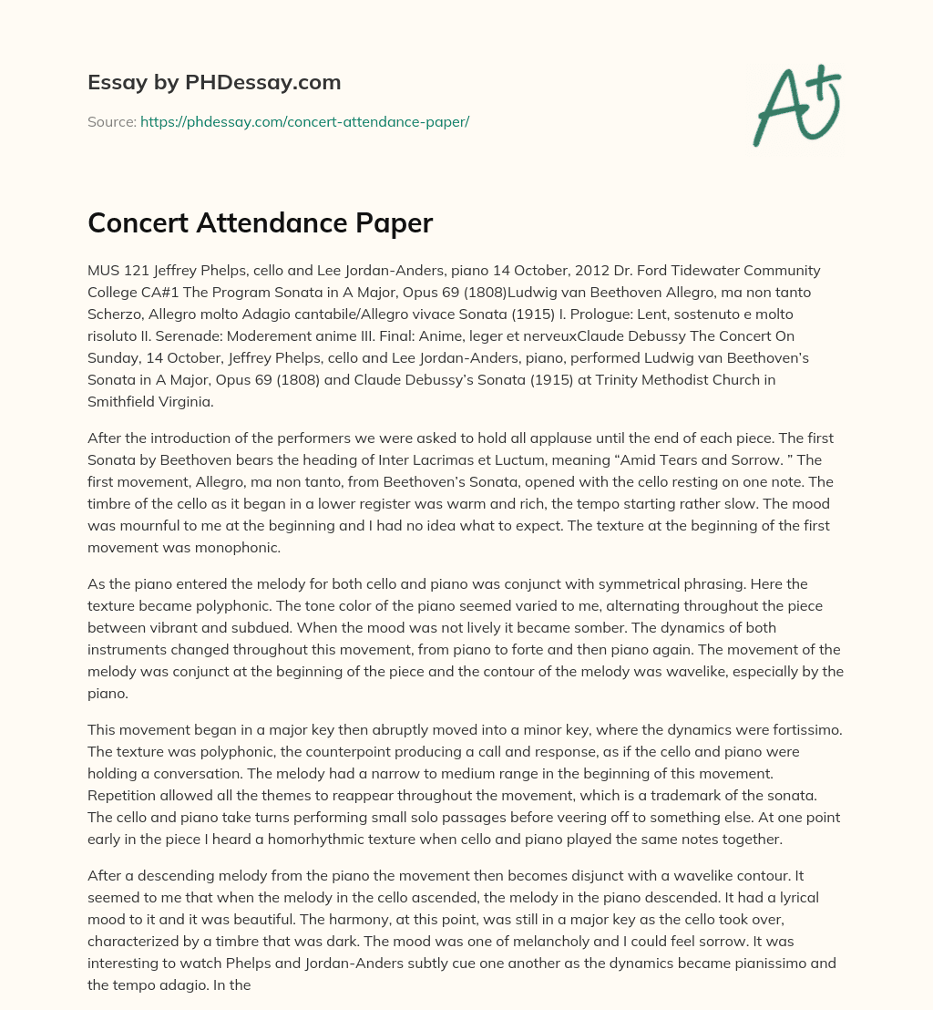 Concert Attendance Paper essay